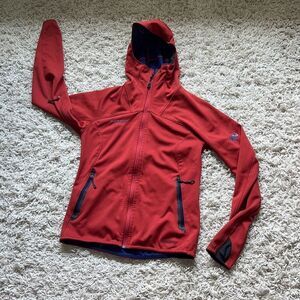 MAMMUT Full Zip Hooded Outdoor Windstopper Soft Shell Jacket Size Small Orange